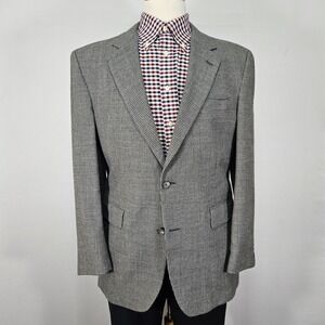 JOS A BANK Men's Sport Coat Blazer Gray Houndstooth Soft Alpaca‎ Silk Size 40R